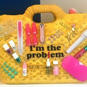 Yellow Nail Art Organizer with Accessories